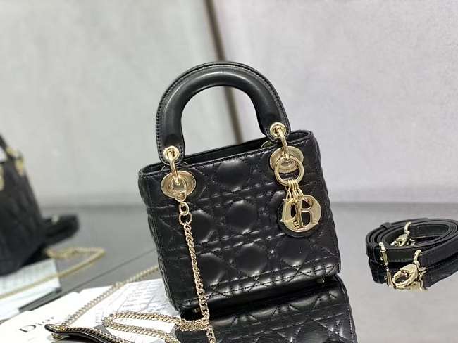 Dior Lady Black Gold Hardwware 17×7×15 cm - 1