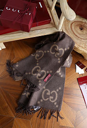 Gucci classic double-sided jacquard tassel scarf 45*200cm - 3