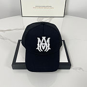 AMIRI MA Logo Trucker Hat Black White - 1