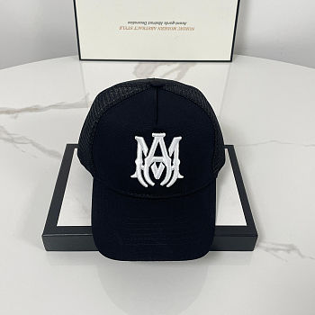 AMIRI MA Logo Trucker Hat Black White