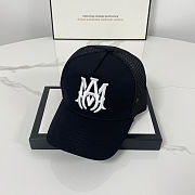 AMIRI MA Logo Trucker Hat Black White - 5