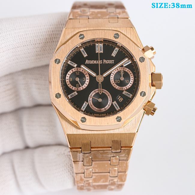 Audemars Piguet Royal Oak Selfwinding Chronograph 38mm Pink Gold Baguette Diamond Dial - 1