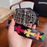 Chrome Hearts Colorful Cross Leather Belt Filigree Oval Buckle - 1