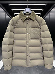 Prada Nylon Puffer Jacket with Corduroy Collar  - 1