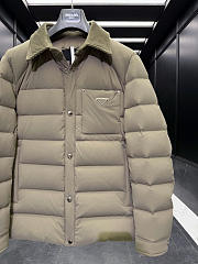 Prada Nylon Puffer Jacket with Corduroy Collar  - 5