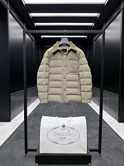 Prada Nylon Puffer Jacket with Corduroy Collar  - 2
