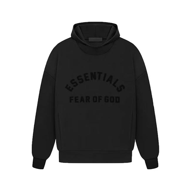 Fear of God Essentials Chest Logo Hoodie 'Jet Black' - 1