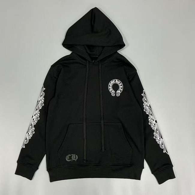 Chrome Hearts Horseshoe Floral Pullover Hoodie Black - 1