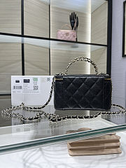  Chanel 26S Top Handle Vanity Case Grained Shiny Calfskin Black GHW 17x9.5x8 cm - 5