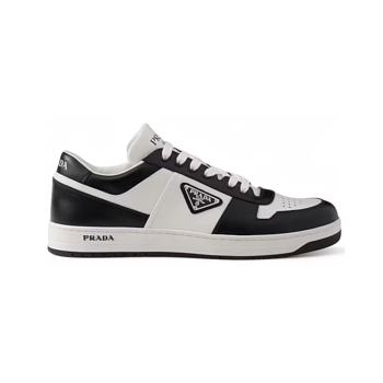 Prada Downtown Leather Sneakers White Black 2EE364_3LKG_F0T8F_F_D001
